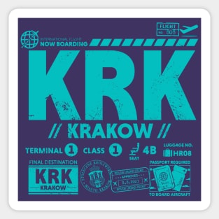 Vintage Krakow KRK Airport Code Travel Day Retro Travel Tag Poland Sticker